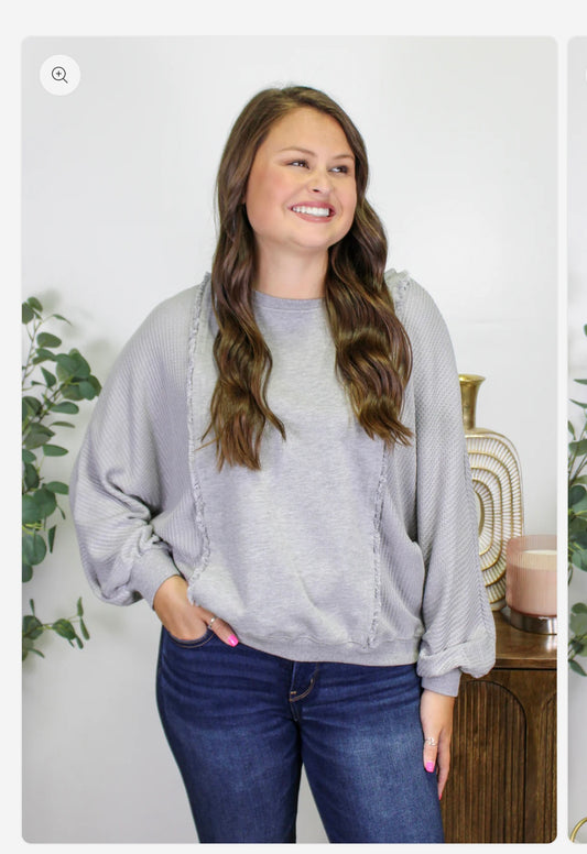 Grey Ruffle Long Sleeve