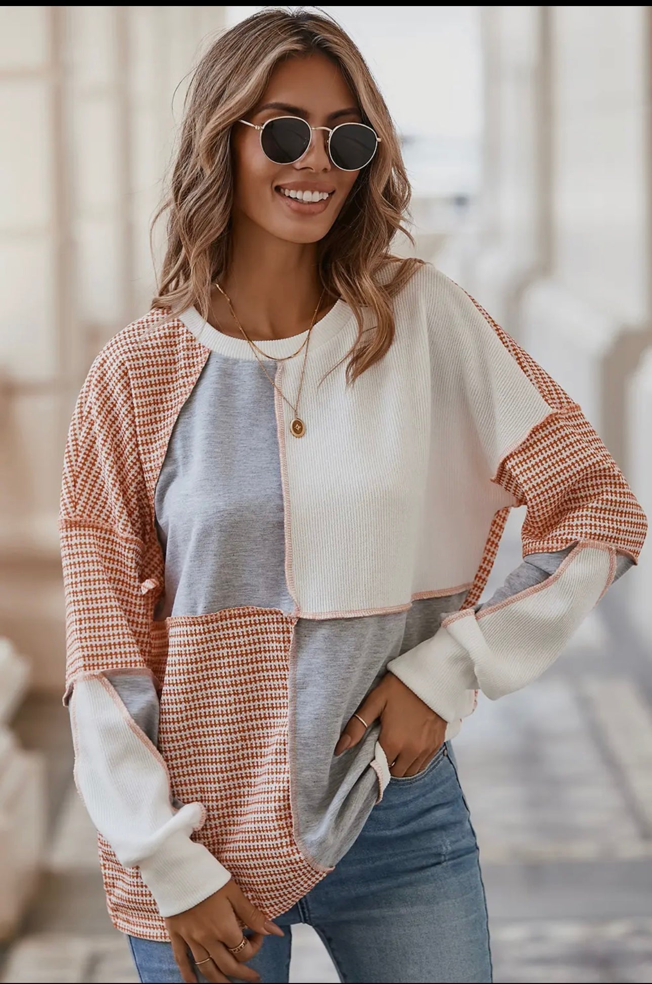 Orange Color Block top